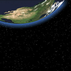 Ausschnitt der Erde vom Weltraum aus gesehen