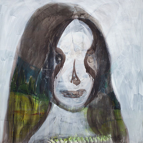 gemaltes Portrait einer Frau mit langen dunklen Haaren und blasser Haut
